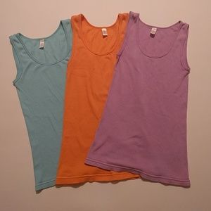 Three J Crew 100% cotton tank tops- size small